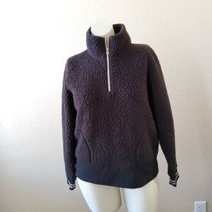 Xersion Faux Fur Full Zipper Jacket Coat Size L Black